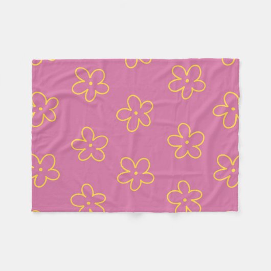 Botanischer Sommer mit lila Gelbtropen Fleecedecke (Vorderseite (Horizontal))