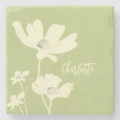 Botanischer Sommerkosmos Blume Silhouetten Steinuntersetzer (Vorderseite)