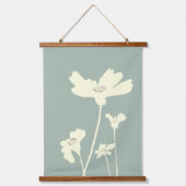 Botanischer Sommerkosmos Blume Silhouetten Wandteppich Mit Holzrahmen (Vorderseite)