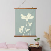 Botanischer Sommerkosmos Blume Silhouetten Wandteppich Mit Holzrahmen (Schlafzimmer)