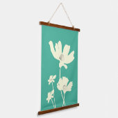 Botanischer Sommerkosmos Blume Silhouetten Wandteppich Mit Holzrahmen (Gewinkelt)