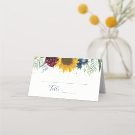 Botanischer Sonnenblumen-Glitzer Platzkarte