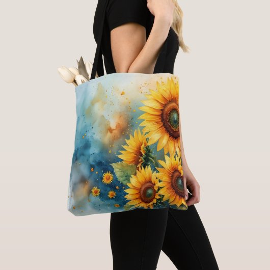 Botanischer Sonnenblumenbeutel Tasche (Von Nahem)
