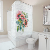 Botanischer Sonnenblumenduschvorhang Duschvorhang (Beispiel)