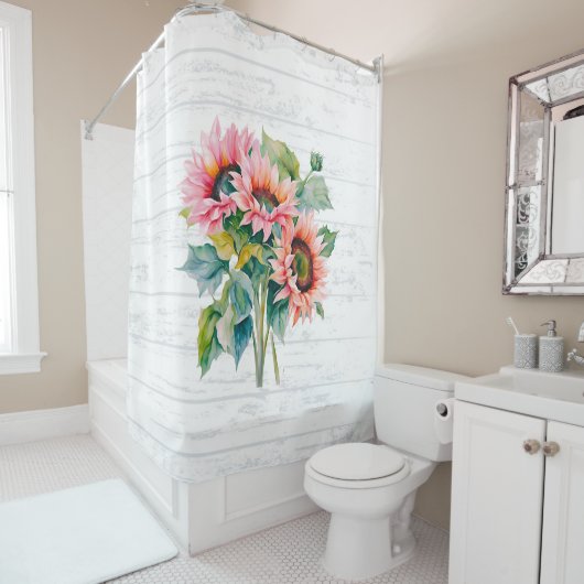 Botanischer Sonnenblumenduschvorhang Duschvorhang (Beispiel)