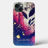 Botanischer Sparkle Abstrakte Signatur des Burgund Case-Mate iPhone Hülle (Rückseite)
