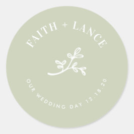 BOTANISCHER SPRIG Neues Leben Modernes Brautpaar Runder Aufkleber