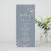 Botanischer Staubblauer Hochzeit Programm (Stehend Vorderseite)