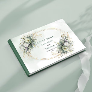 Botanischer Staubgrün-Aquarell-Hochzeitsgästebuch Gästebuch
