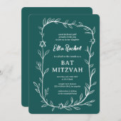 Botanischer Stern von David Bar Bat Mitzvah Einladung (Vorne/Hinten)