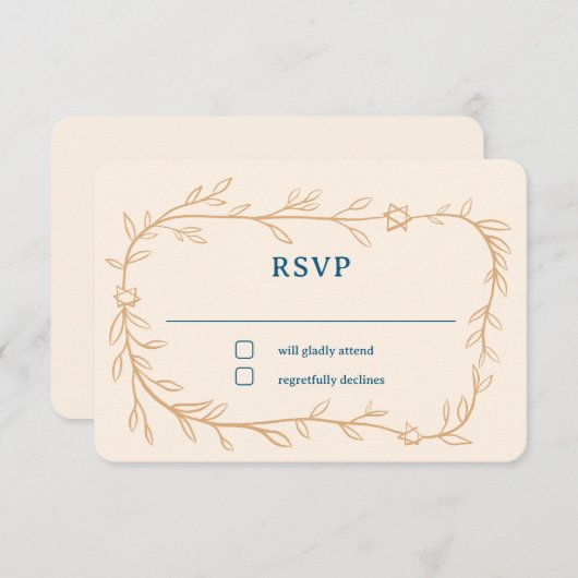 Botanischer Stern von David Bar Bat Mitzvah RSVP Karte (Vorne/Hinten)