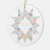 Botanischer Streifen-Quilt-Blockstern Keramik Ornament (Links)