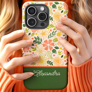 Botanischer süßer Blumenmuster-Schriftname Case-Mate iPhone Hülle