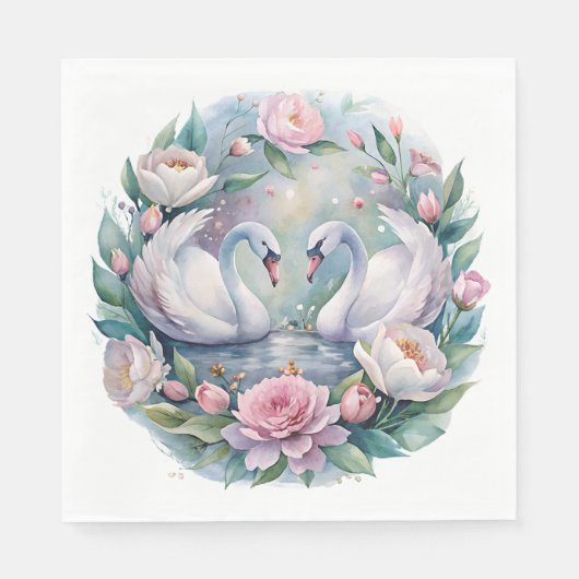 Botanischer Swan Napkins Serviette (Vorderseite)