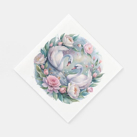 Botanischer Swan Napkins Serviette (Ecke)
