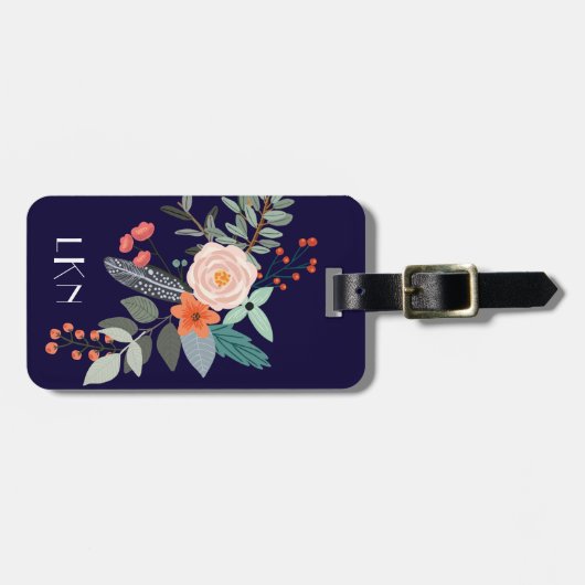 Botanischer Tag für Monogramm Gepäckanhänger (Vorderseite horizontal)