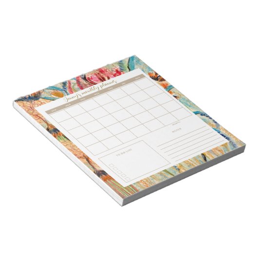 Botanischer Tagesplaner mit Kalender Notizblock (angewinkelt)