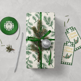 Botanischer Tannenzapfen-Weihnachten Geschenkpapier
