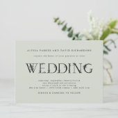 Botanischer Text| Sage Green Wedding Einladung (Stehend Vorderseite)