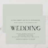 Botanischer Text| Sage Green Wedding Einladung (Vorne/Hinten)