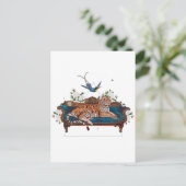 Botanischer Tiger auf Loungestuhl Postkarte (Stehend Vorderseite)