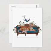 Botanischer Tiger auf Loungestuhl Postkarte (Vorne/Hinten)