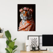 Botanischer Tiger-Kunstprint, verändertes Tier Poster (Heimbüro)