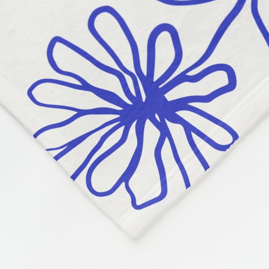 Botanischer Tinte für Abstrakte Blumen, blau und w Fleecedecke (Ecke)