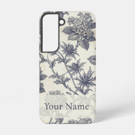 Botanischer Toile-Stoff | Hortensie & Stranddistel Samsung Galaxy Hülle