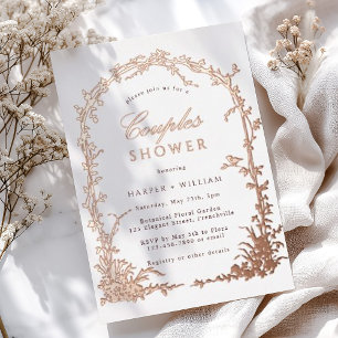 Botanischer Torbogen-Garten-Paar-Dusche Roségold Folieneinladung