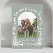 Botanischer Torbogen-Garten Sage Green Hochzeitsfo Save The Date