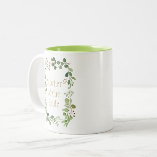 Botanischer Traum Grüne Blätter Mutter der Braut | Zweifarbige Tasse (Vorderseite Links)