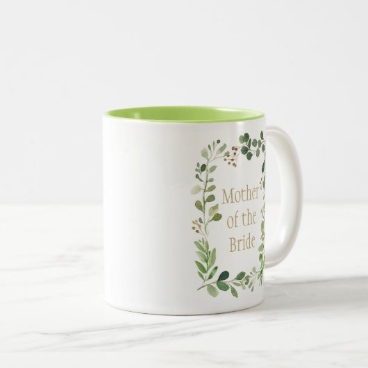 Botanischer Traum Grüne Blätter Mutter der Braut | Zweifarbige Tasse (VorderseiteRechts)