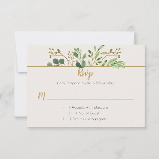 Botanischer Traum Grüne Goldbuds UAWG RSVP Karte (Vorderseite)