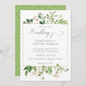 Botanischer Traum Grüne und goldene braune Blätter Einladung (Vorne/Hinten)