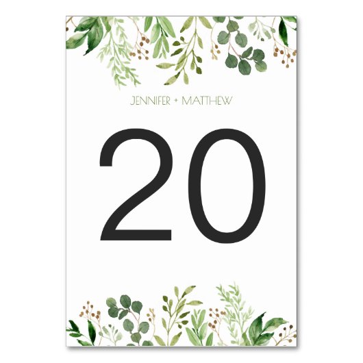 Botanischer Traum Rustikale Grüntafeln Tischnummer (Rückseite)