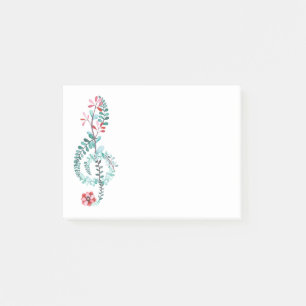 Botanischer Treble Clef Musikergeschenk Lover Post-it Klebezettel