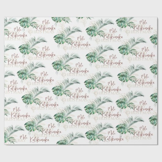 Botanischer Tropischer Mele Kalikimaka | Weihnacht Geschenkpapier (Flach)