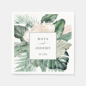 Botanischer tropischer Strand mit Flora und Fauna  Serviette (Vorderseite)