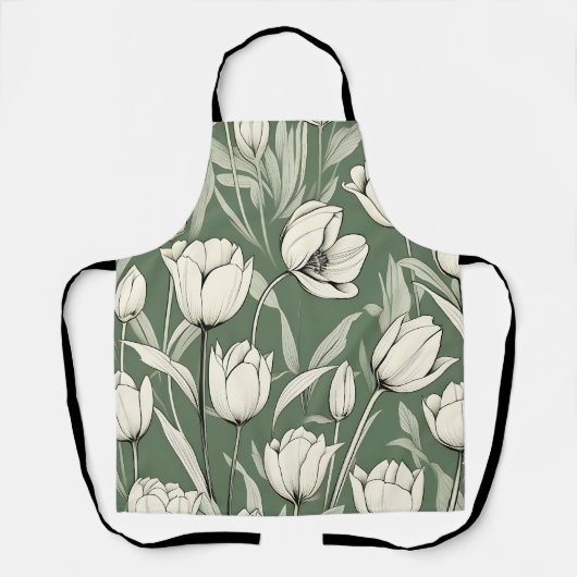 Botanischer Tulip auf dem Bildschirm grün Schürze (Vorderseite)