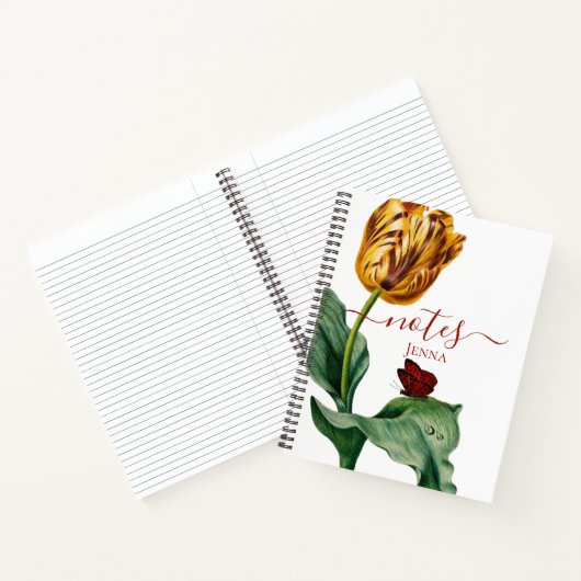 Botanischer Tulip auf weißem Notebook Notizblock (Innenseite)