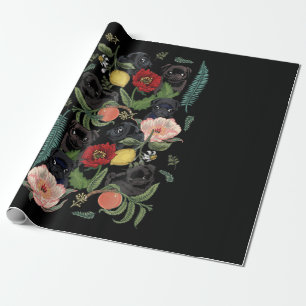 botanischer und schwarzer Mops t- by huebucket Geschenkpapier