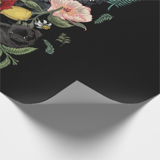botanischer und schwarzer Mops t- by huebucket Geschenkpapier (Ecke)