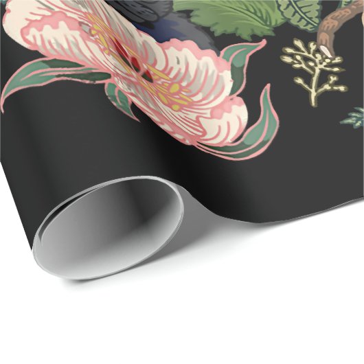 botanischer und schwarzer Mops t- by huebucket Geschenkpapier (Rolleneckpunkt)