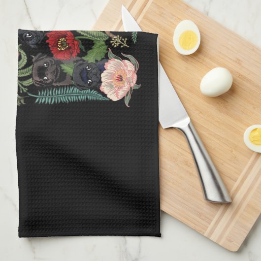 botanischer und schwarzer Mops t- per huebucket Geschirrtuch (Viertel Falte)