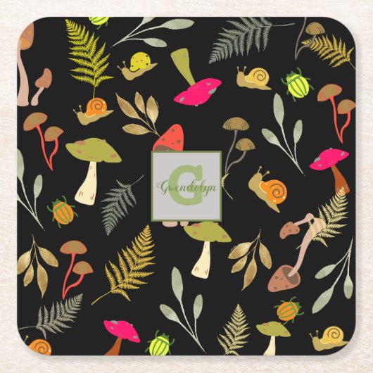 Botanischer Untersetzer aus schwarzem Pilz (Vorderseite)