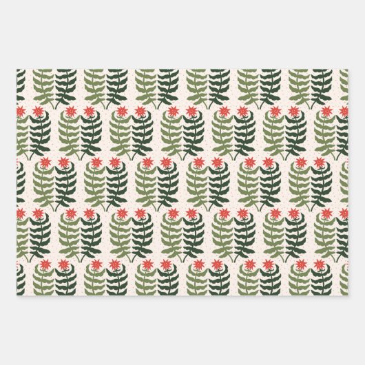 Botanischer Urlaub und Weihnachtsbaum Geschenkpapier Set (Vorderseite 3)