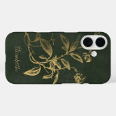 Botanischer Vintager dunkelgrüner Goldname Case-Mate iPhone Hülle (Rückseite (Horizontal))