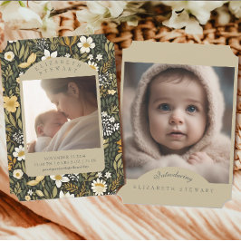 Botanischer Vintager Herbst 2 Foto Geburtsankündig Einladung