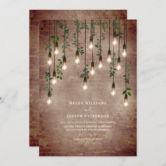 Botanischer Vintager Industriechiegel Einladung (Vorne/Hinten)